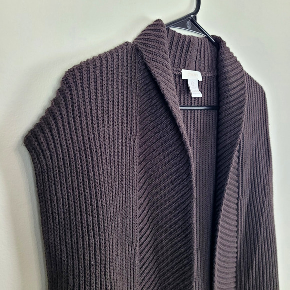 Chico’s Womens 0 (S) Chocolate Brown Cashmere Blend Sleeveless Cardigan Vest - Picture 2 of 4